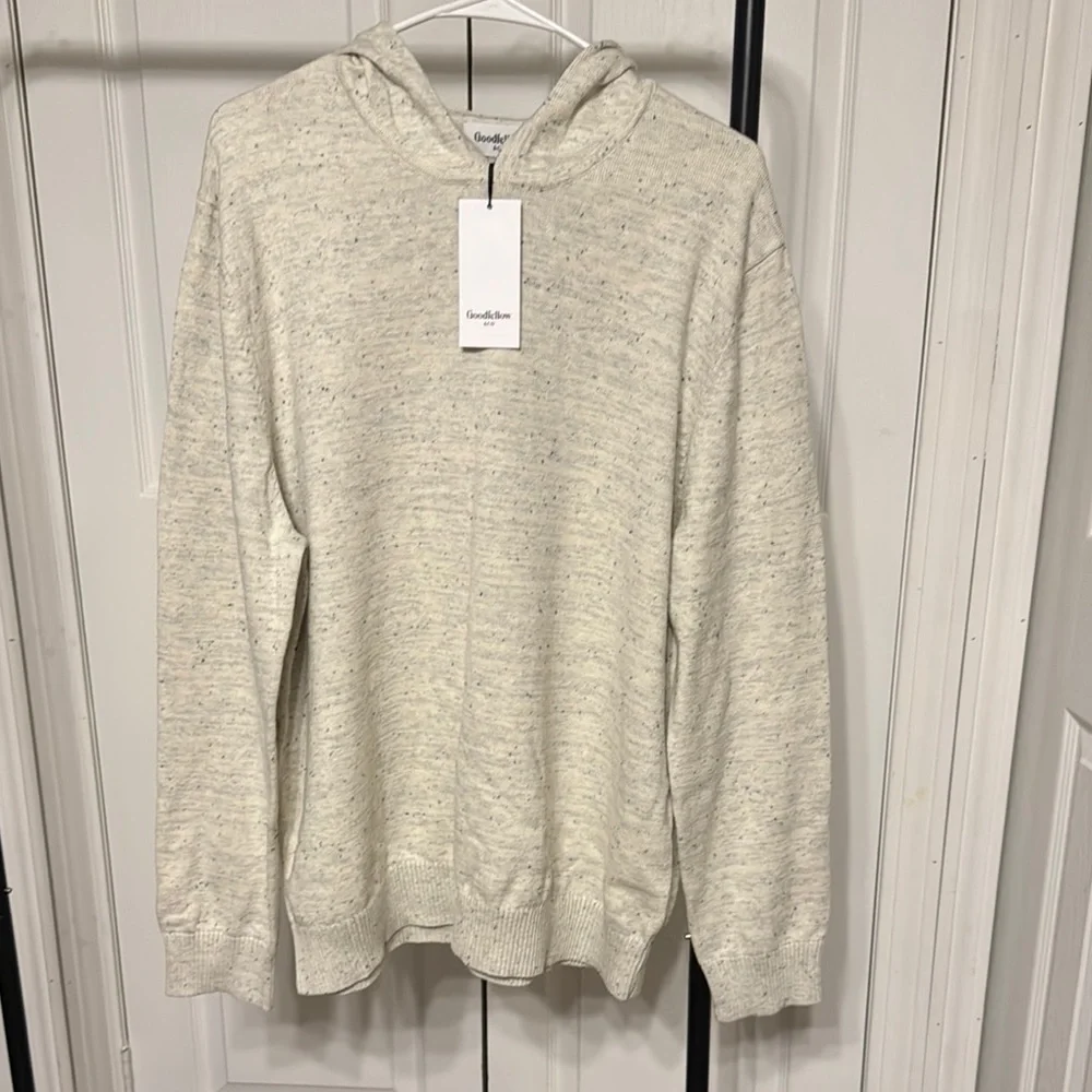 Goodfellow & Co Men’s Hoodie XL Cotton Light Gray Speckled Knit Pullover, NWT
